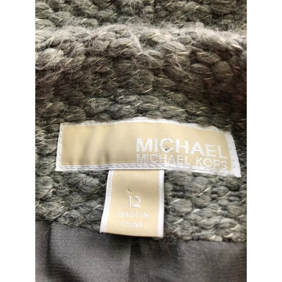 Michael Kors Gray Thick Knit Open Jacket W/ Black Lambswool Trim, Size 12 (US) - Picture 7 of 7